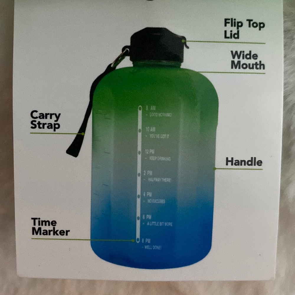 Motivational One Gallon Water Jug W/Straw